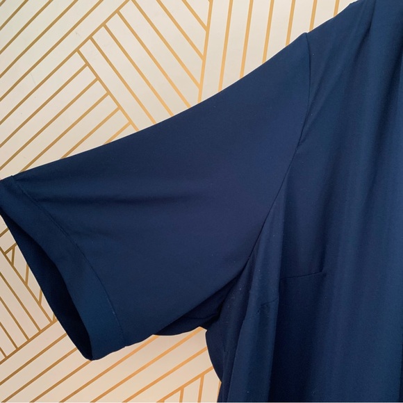 ModCloth Fervor Chiffon pleated duster jacket navy blue side slits kimono 4X - Picture 6 of 11